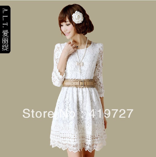 Women's 2013 new spring lace dress skirt Korean cultivating base in spring and summer