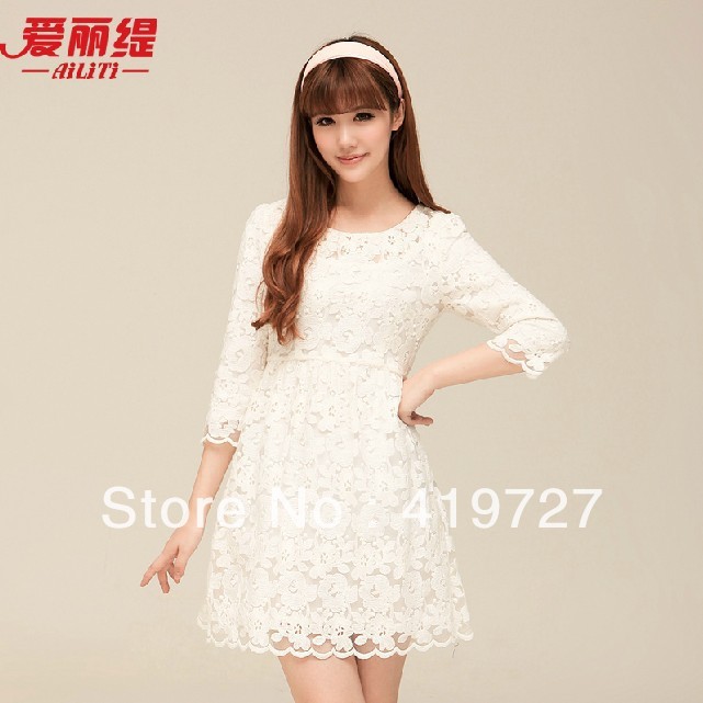 Women's 2013 new spring lace dress skirt Korean cultivating base in spring and summer
