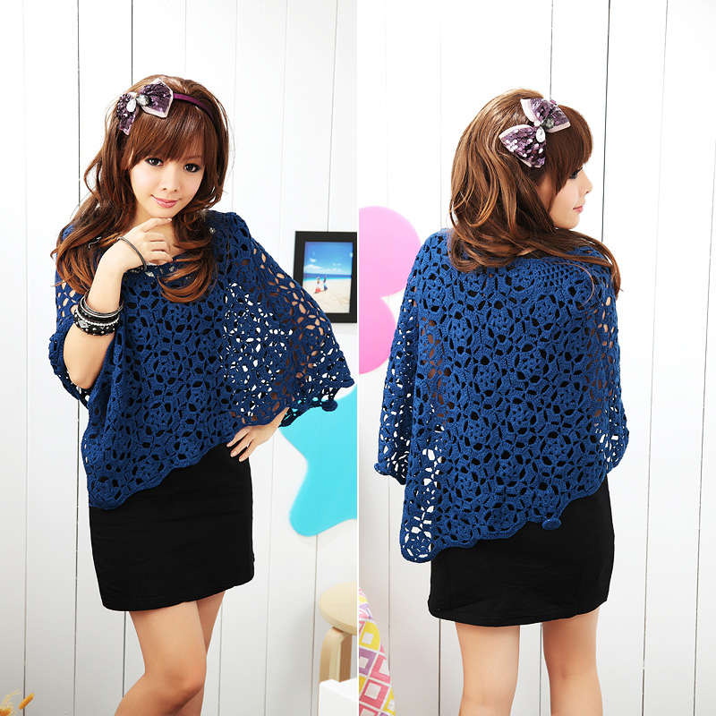 Women's 2013 spring solid color cape cutout sweater h502