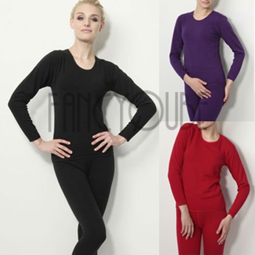 Women's 2pcs double-deck Ultra soft Thermal Underwear Set(top+Pants) Free Shipping