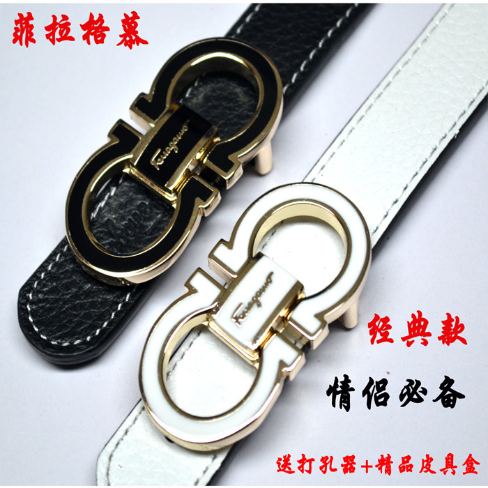 Women's 8 word buckle strap female first layer of cowhide genuine leather belt female fashion letter belt smooth buckle