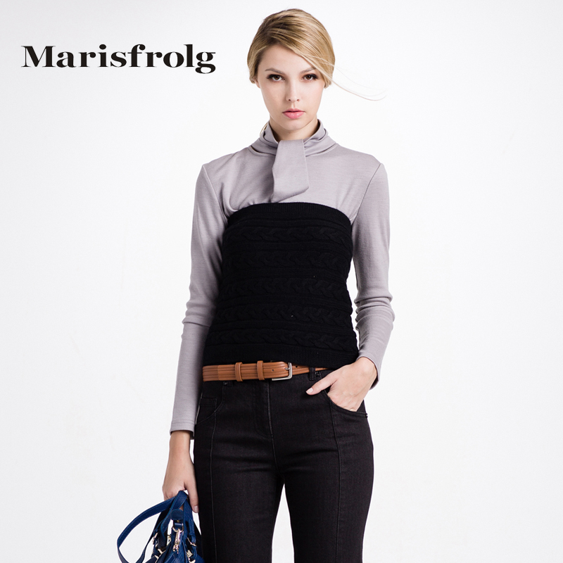 Women's   all-match black winter wool knitted tube top