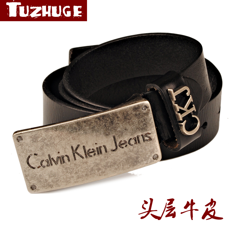 Women's ancient silver smooth buckle belt first layer of cowhide strap genuine leather belt female fashion