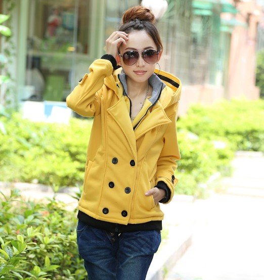 Women's autumn 2012 women's faux two piece short jacket turn-down collar double breasted casual plus size sweatshirt female