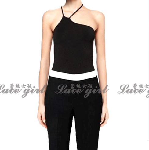 Women's autumn and winter all-match slim halter-neck basic spaghetti strap top irregular solid color small vest