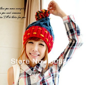 Women's autumn and winter fashion color decoration line hat knitted hat winter thermal women cap