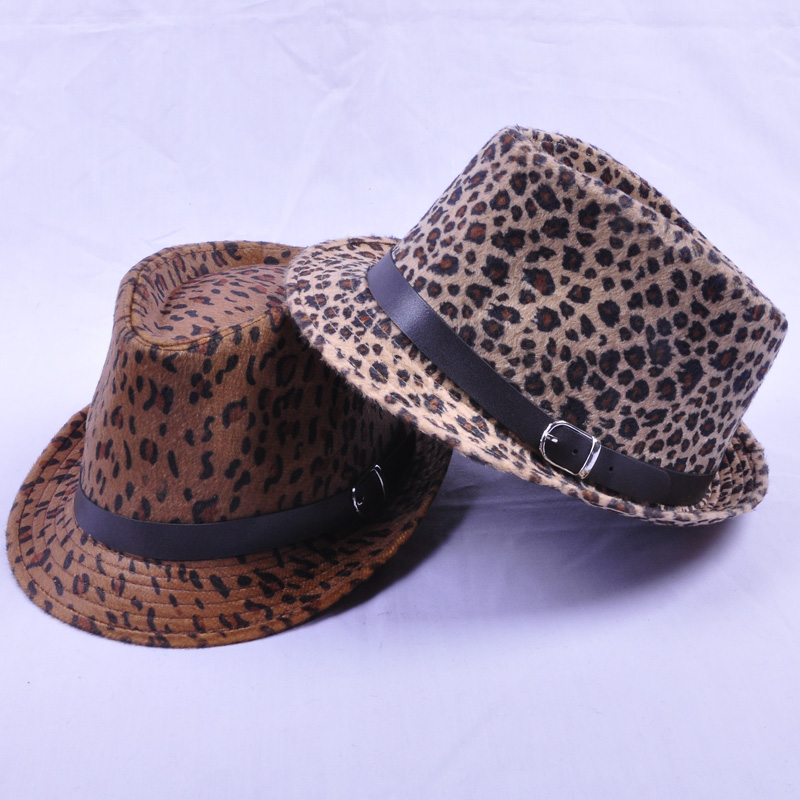 Women's autumn and winter fashion leopard print small fedoras woolen cadet cap sun-shading jazz hat
