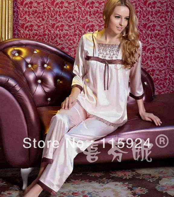 Women's autumn and winter sexy pajamas silk-nightgown CPAM Drop shipping Discount SIZE M L XL Mix 2 color @1211