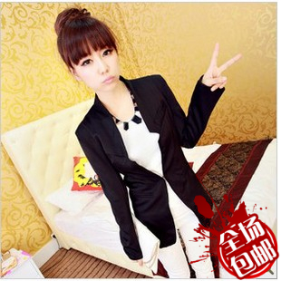 Women's autumn and winter solid color slim long-sleeve blazer short jacket