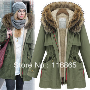 women's autumn and winter the new lambs wool lapel thickening plus velvet warm the interior fur collar coat