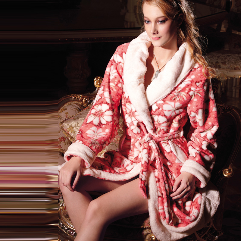 Women's autumn and winter thickening robe winter bathrobe coral fleece bathrobe 2012 sleepwear lounge