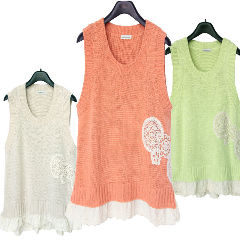Women's autumn applique yarn vest loose sweater bx2020p69