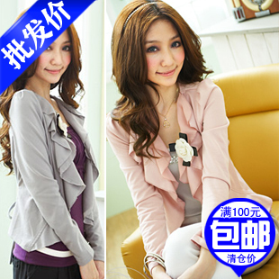 Women's autumn mushroom 2012 Women flower elegant cardigan camellia chiffon wave outerwear