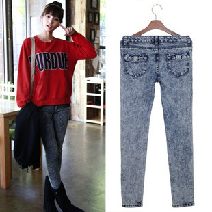 Women's autumn winter personalized denim pencil pants 9241 high quality