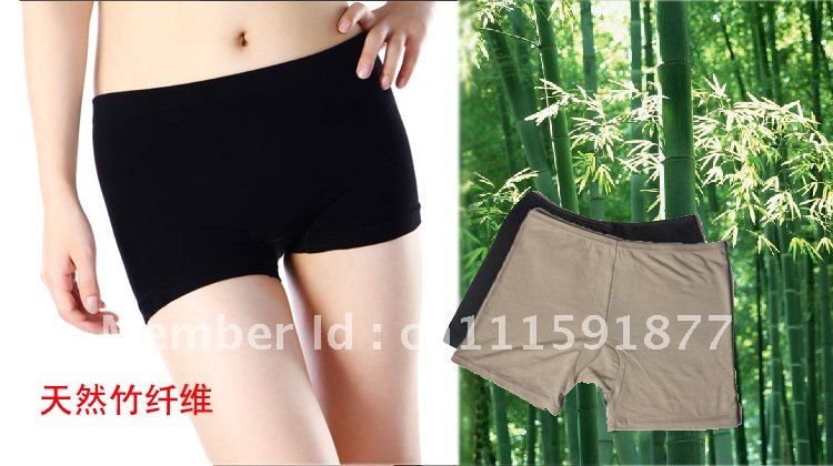 Women's bamboo charcoal fiber anti emptied panties bamboo boxer panties high-elastic modal belts safety pants