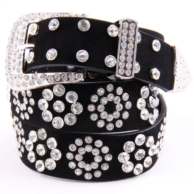 Women's belt rhinestone decoration fashion crystal Women diamond genuine leather cowhide belt strap