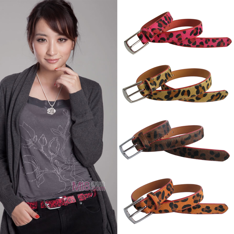 Women's belt strap Women genuine leather leopard print thin belt fashion waist belt all-match decoration belt
