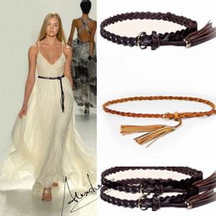 Women's belt tassel genuine leather knitted waist belt trench one-piece dress decoration accessories first layer of cowhide belt