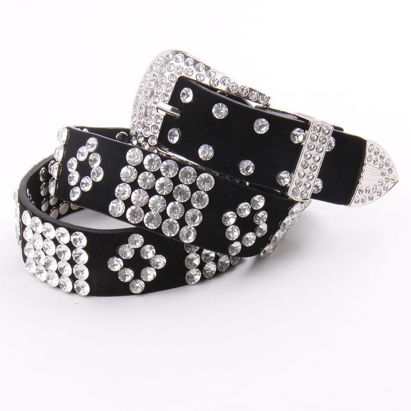 Women's belt Women rhinestone full rhinestone fashion all-match diamond-studded genuine leather cowhide crystal with diamond