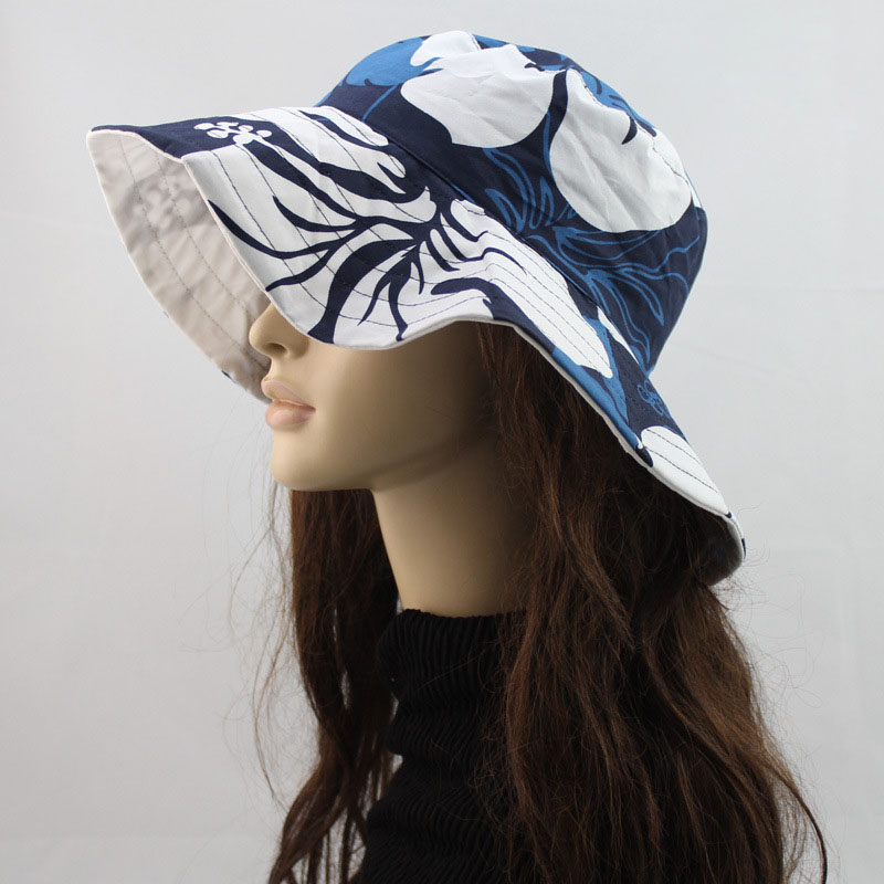 Women's big along the cap double faced big flower sun-shading hat anti-uv
