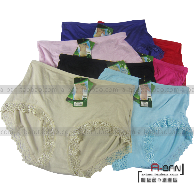 Women's big lace xxl mid waist panties soft panties female bamboo fibre underwear ladies' briefs