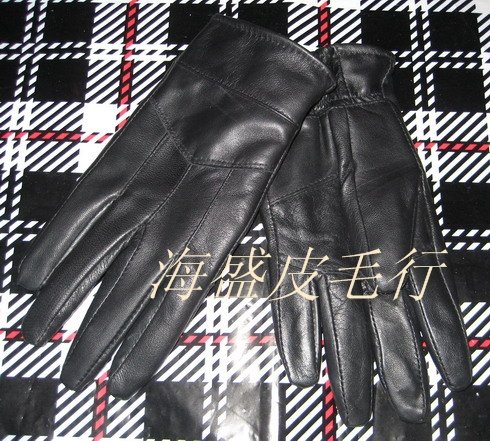 Women's Black Genuine Leather Winter Warm Gloves Soft Feel GV-W002