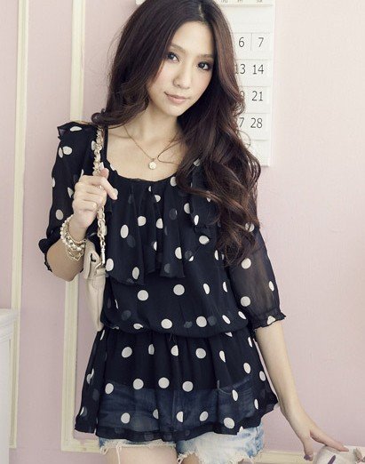 women's blouse Chiffon T shirt 1202073 Wholesales Free Shipping