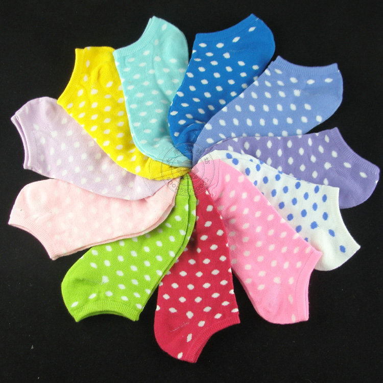 Women's boat socks multicolour dot invisible colorful boat socks
