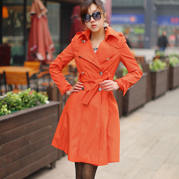 Women's brief fashion elegant slim double breasted trench belt (WC092)