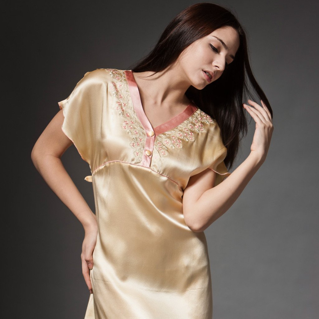Women's brief silk sleepwear princess dress nightgown lounge 8517