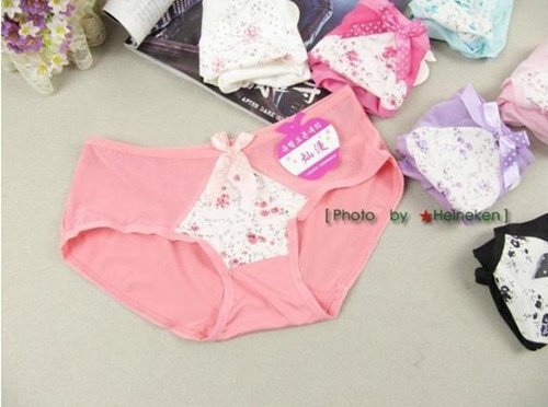 Women's Broken flower underwear cotton briefs lace pants Free shipping 3011