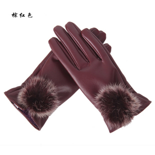 Women's bulb leather gloves