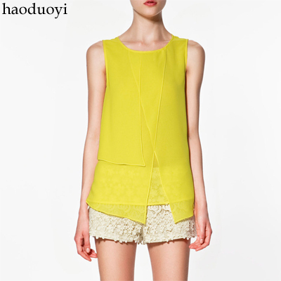 Women's candy color chiffon blouses with patchwork for asos free shipping for manufacturer and retail