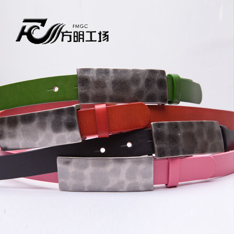 Women's candy genuine leather fashion belt all-match plate buckle accessories first layer of cowhide belt belly chain