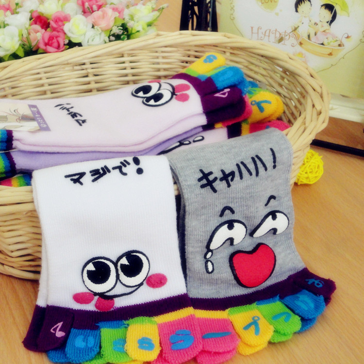 Women's  cartoon five-toe socks  00% cotton toe  slippers sock