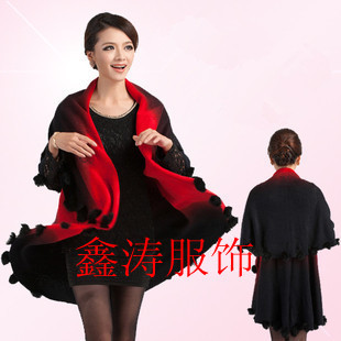 Women's cashmere  wool  female  cloak cape cloak outerwear  sweater