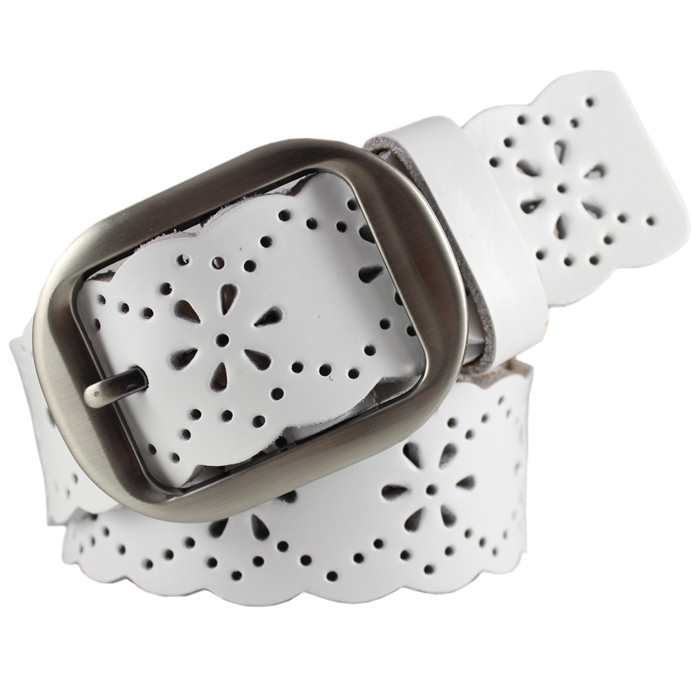 Women's casual genuine leather cutout strap Women white fashion cowhide belt female strap