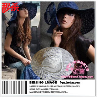 Women's casual summer fashion hat sunbonnet big along the cap beach cap big strawhat flower
