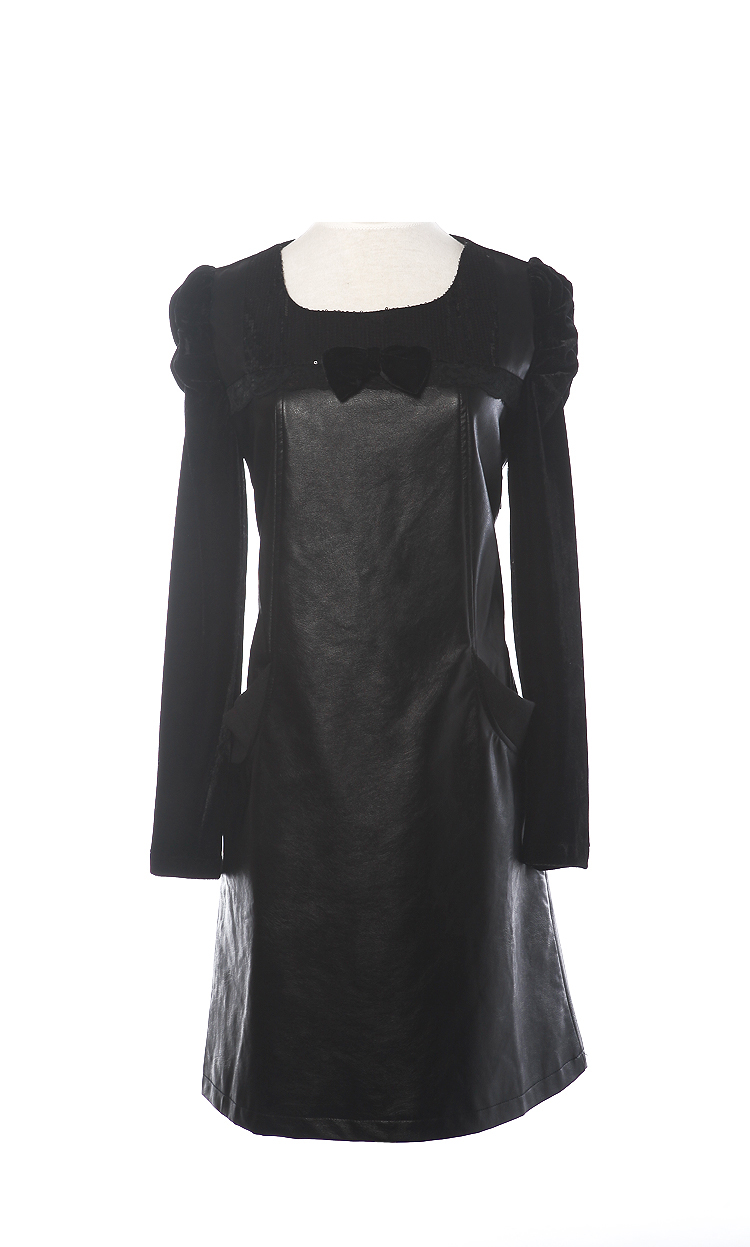 Women's clothing leather skirt PU skirt medium-long velvet