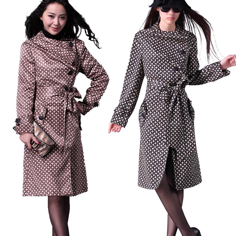 Women's Clothing  spring and autumn constellation mohini lengthen stand collar slim trench lacing / belt free shipping