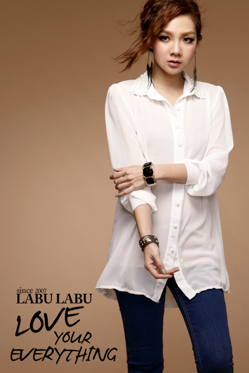 Women's coat,elegant goddess pearl collar Perspective chiffon shirt,free shipping #J117