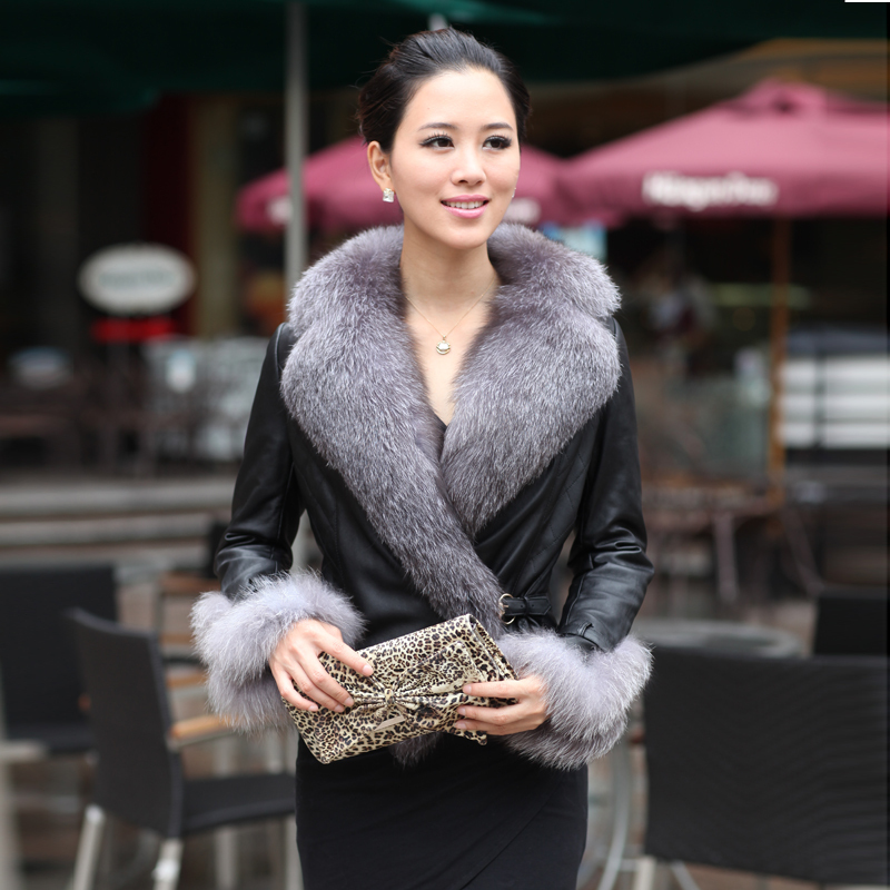 Women's_coat New style 2012 ultralarge fox fur women's genuine leather clothing regular style fur coat