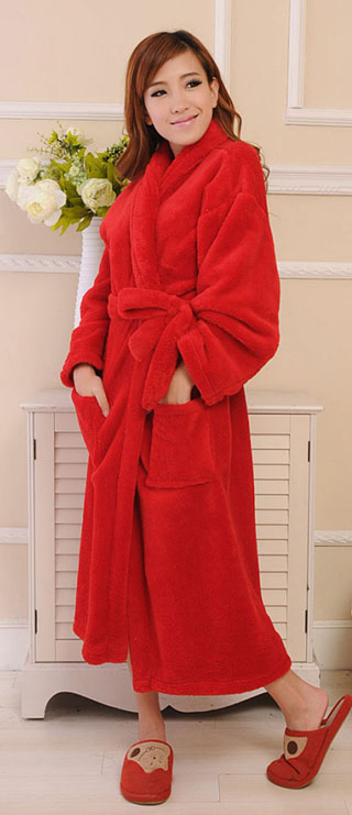 Women's coral fleece robe bathrobes lovers robe coral fleece sleepwear