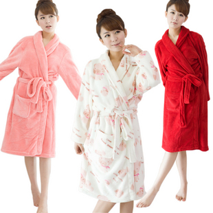 Women's coral fleece robe bathrobes princess red sleepwear cartoon sleepwear