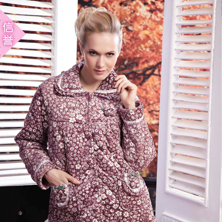 Women's cotton-padded sleepwear long-sleeve set coral fleece lounge