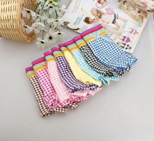 Women's cotton Panties Candy colors Plaid underwear boxer shorts Free shipping 7158
