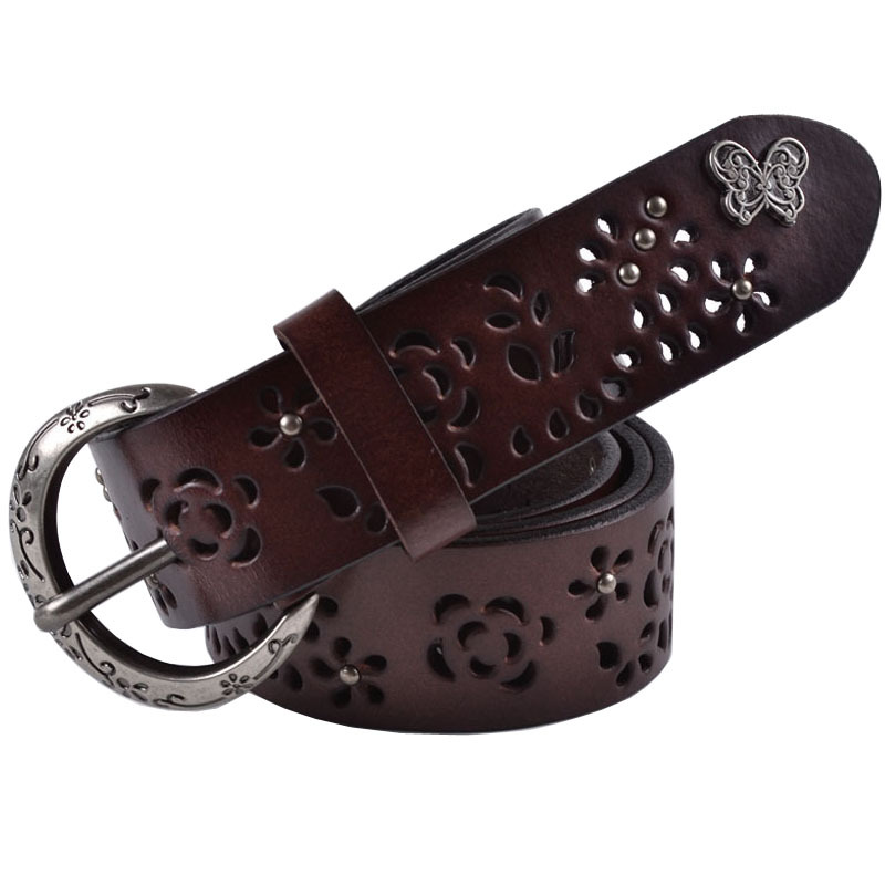 Women's cowhide strap fashion all-match belt female genuine leather strap vintage butterfly decoration belt