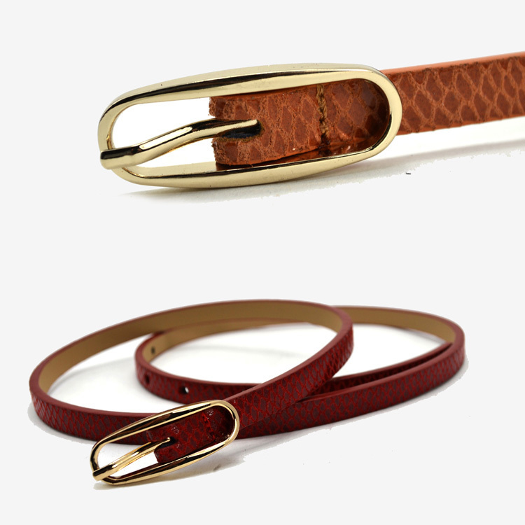 Women's cowhide strap serpentine pattern genuine leather thin belt female belt all-match fashion