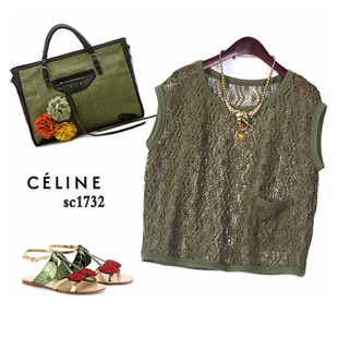 Women's crochet net shirt batwing type cutout sweater pullover short design loose shirt