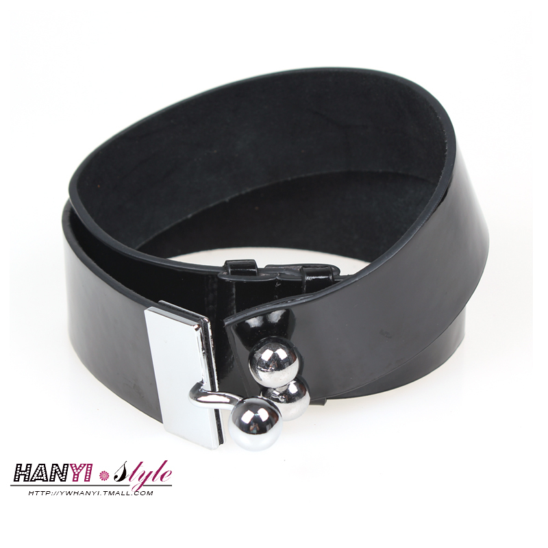 Women's cummerbund genuine leather belt Women fashion black wide belt female all-match japanned leather cummerbund belt